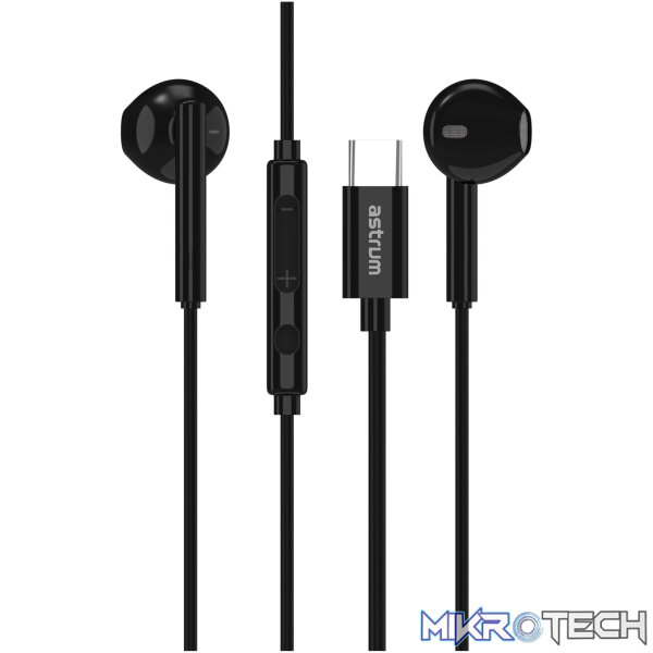 EB500 USB-C Stereo Metal Earphones with Mic - Black - Image 2
